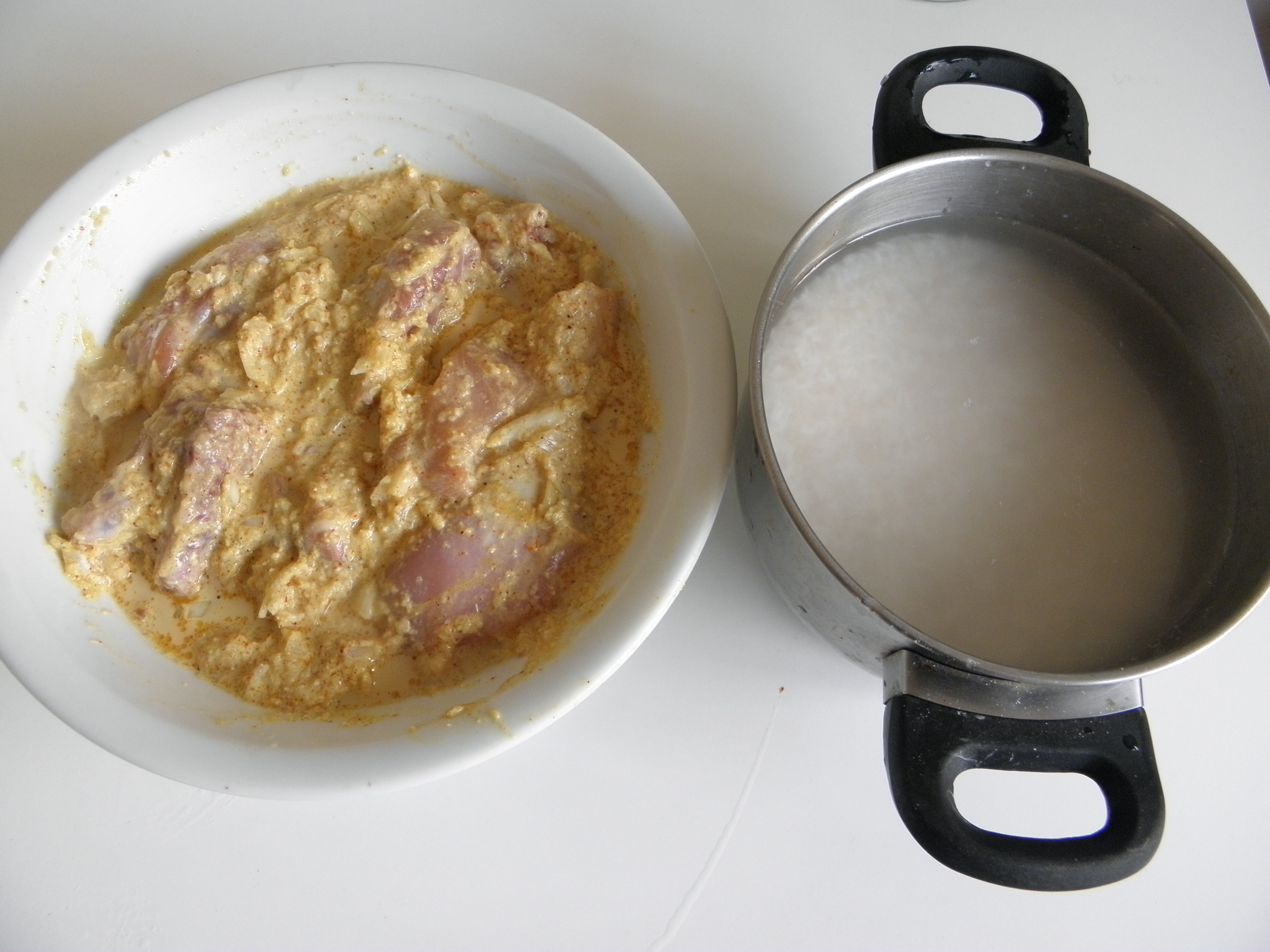 Marinated Chicken & Soaked Basmati rice