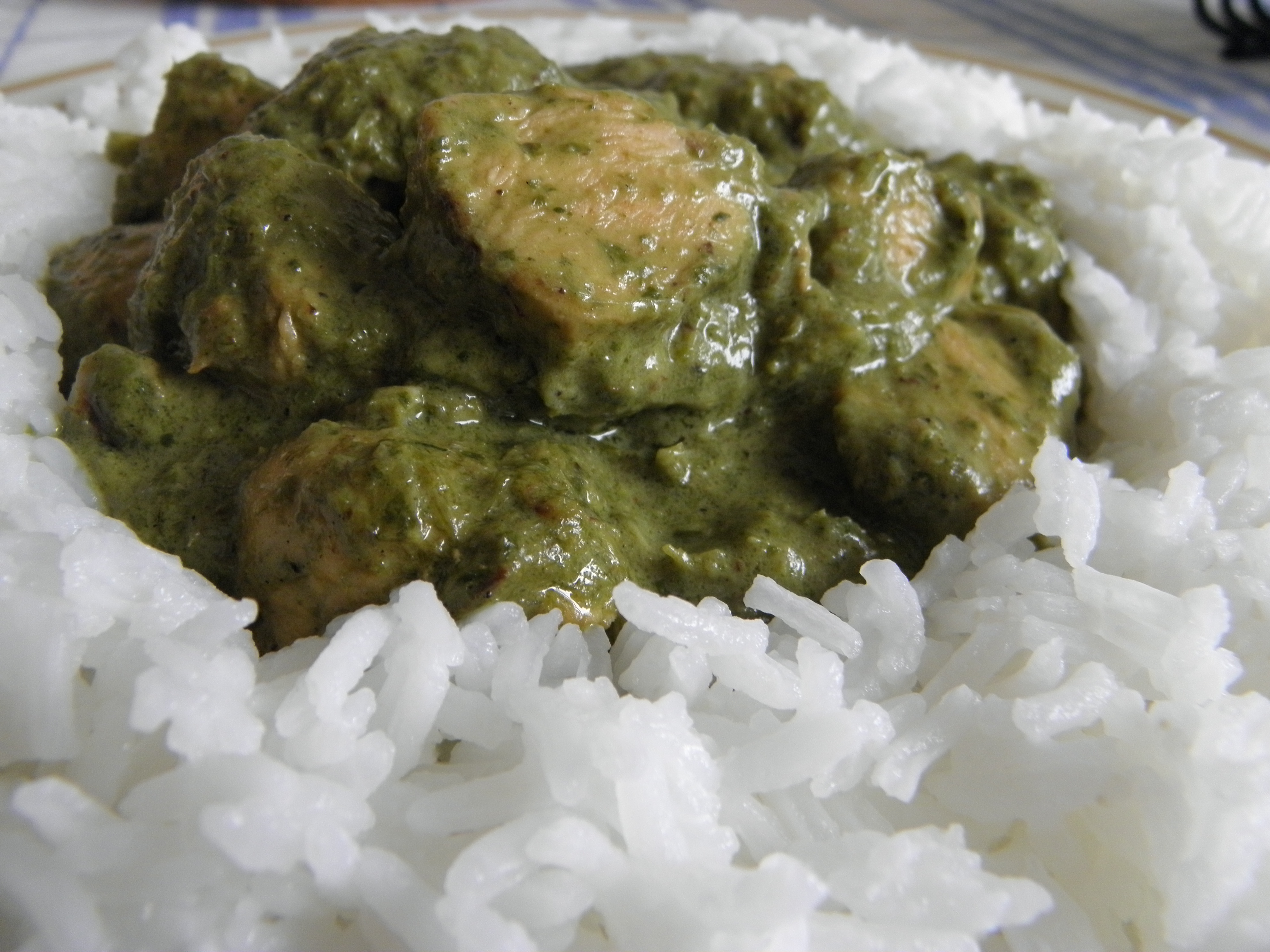 Green chicken curry with Jasmine rice